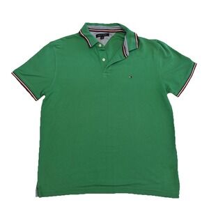 Tommy Hilfiger Polo Shirt Mens L Green Casual Short Sleeve